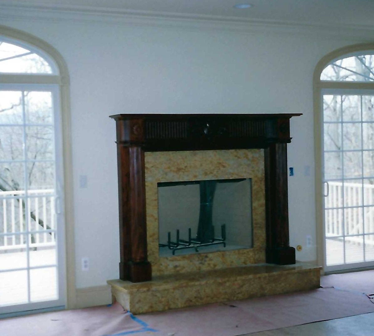 Fireplace near the veranda