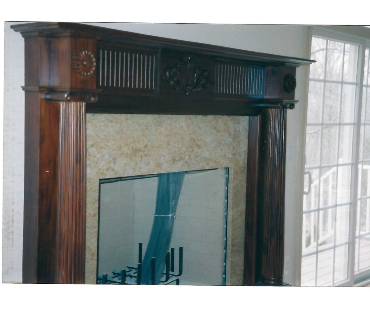 Wooden details of the fireplace