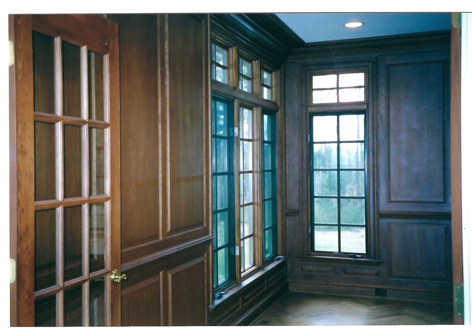 Library shelves, doors, and windows