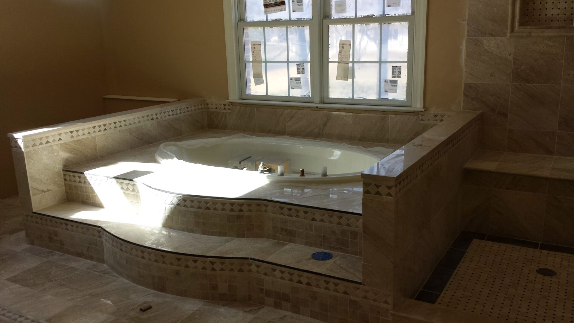 Tiled areas around the bath tub