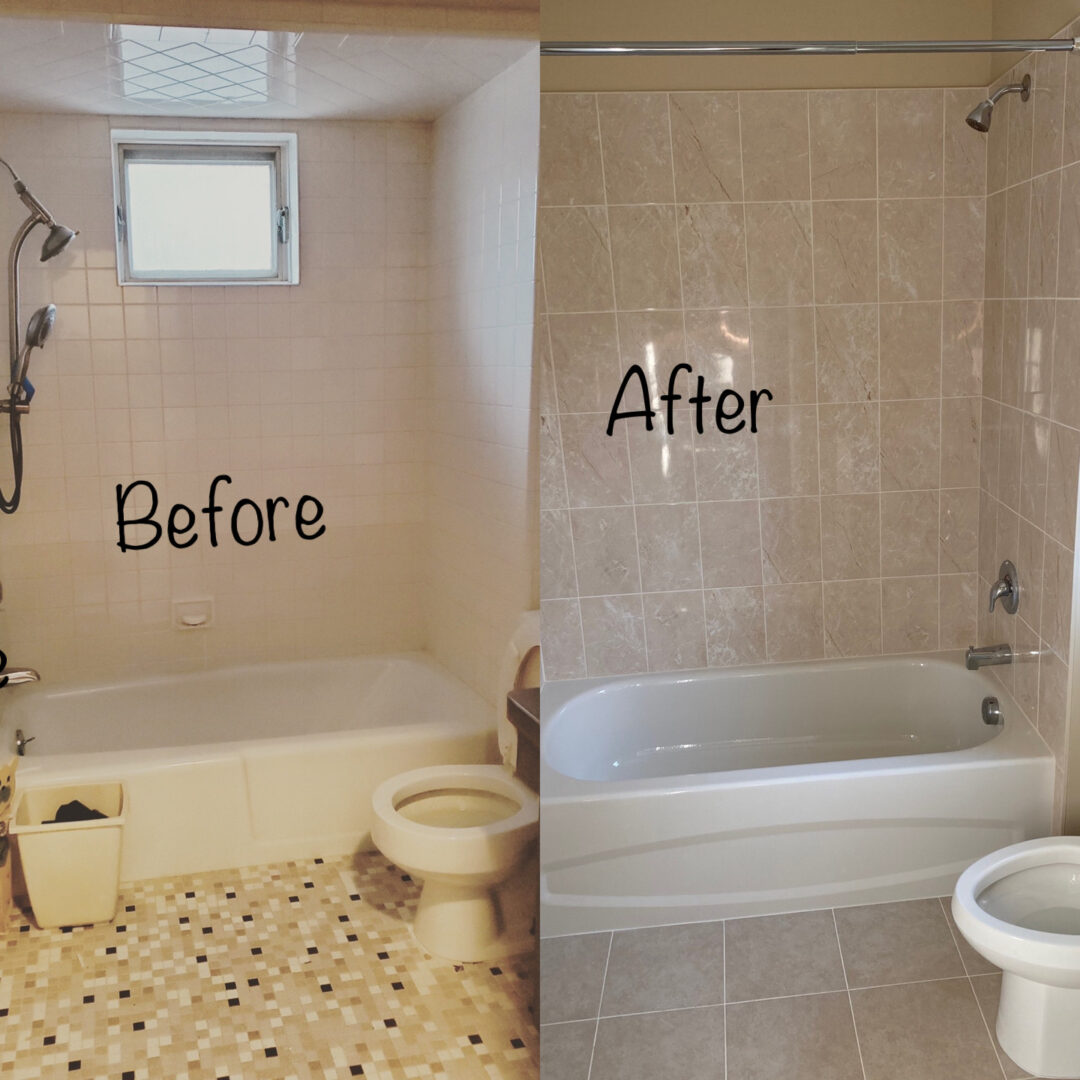 Before and after remodeling of a bathroom