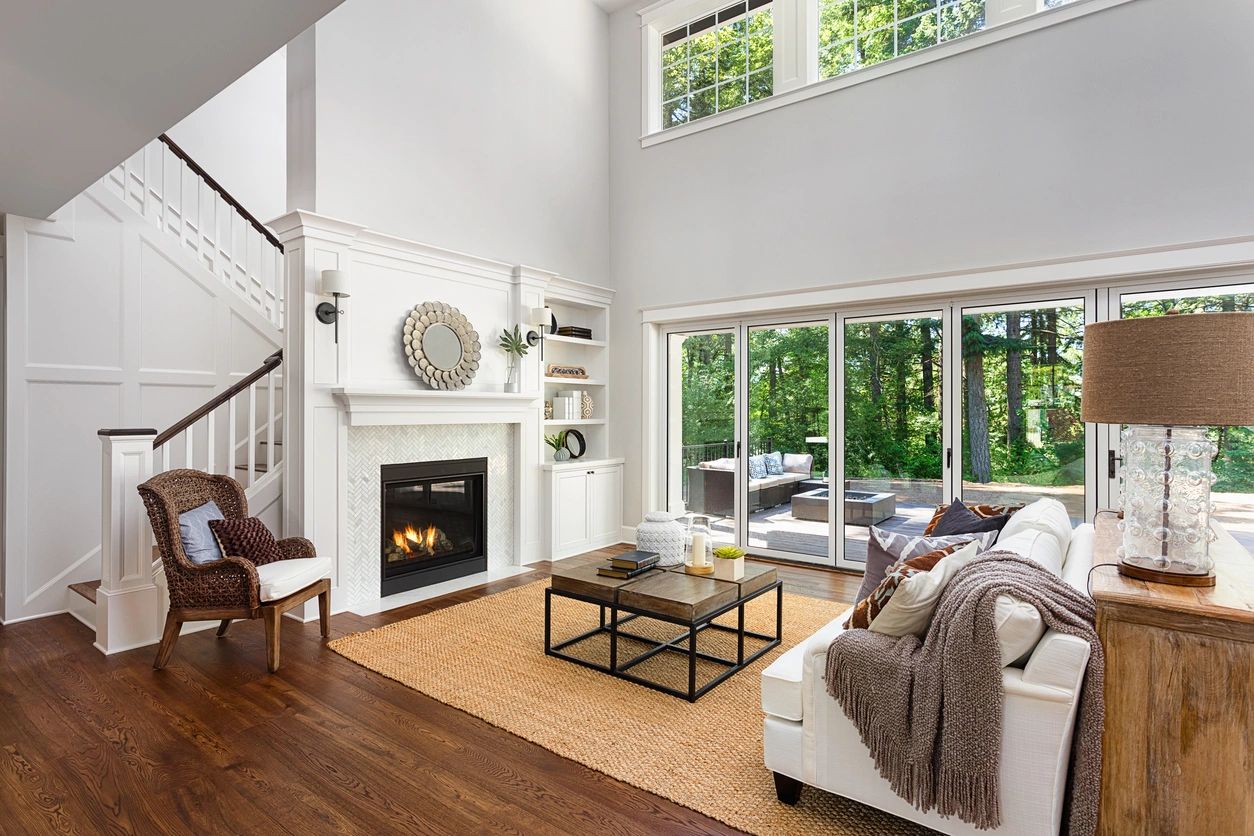 cozy living area with a fireplace