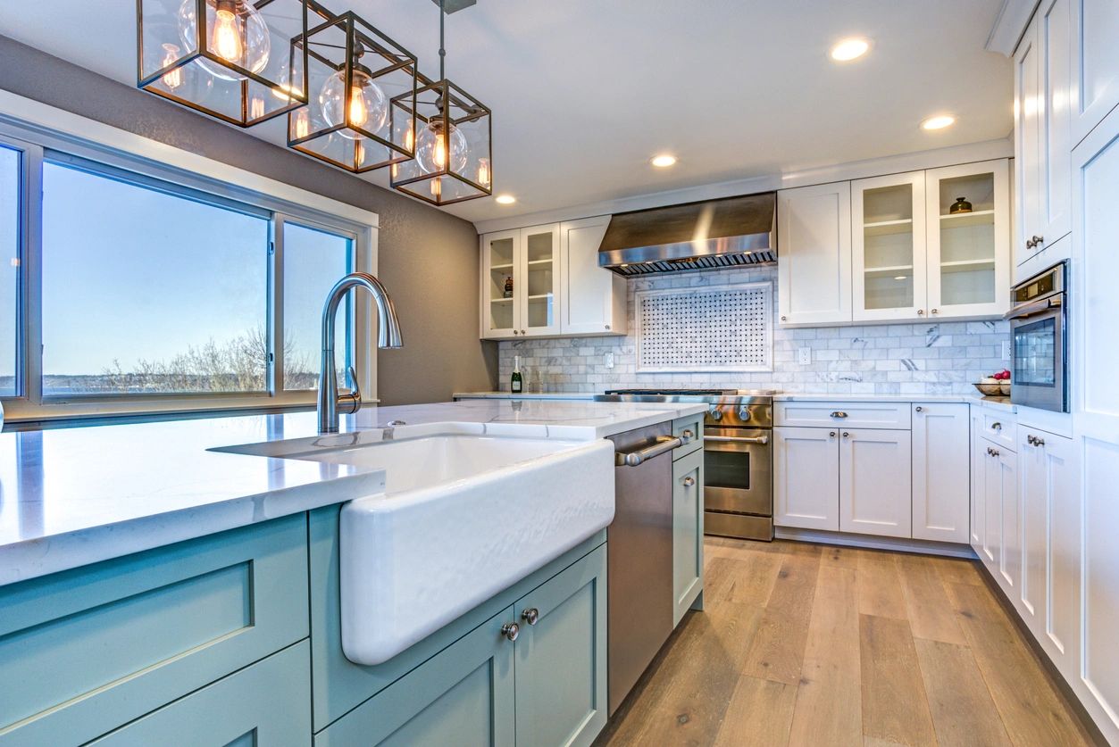 kitchen area with a wide window